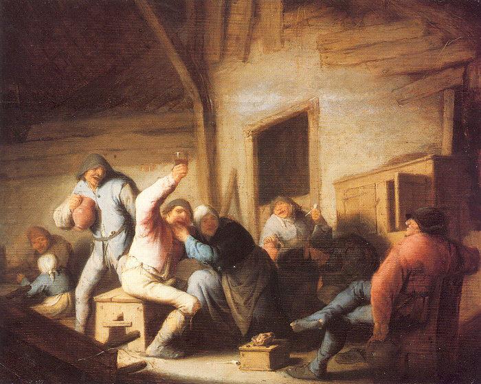 Ostade, Adriaen van Peasants Making Merry in a Tavern Sweden oil painting art